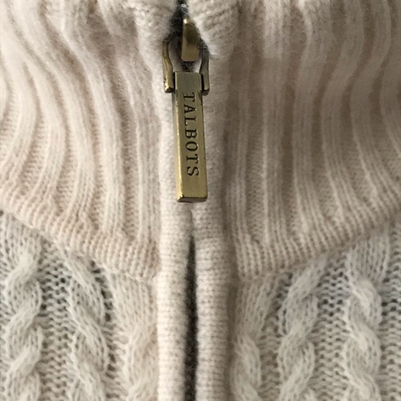 Talbots Lambswool Zip Cardi w/ Suede Elbow Patches - Picture 3 of 5